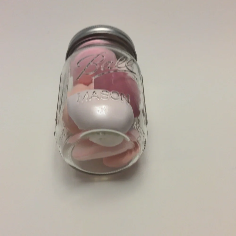 Beauty Blenders in Glass Mason Jar Pink  set of 7